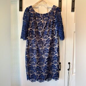 Elegant Blue Lace Dress with full lining.